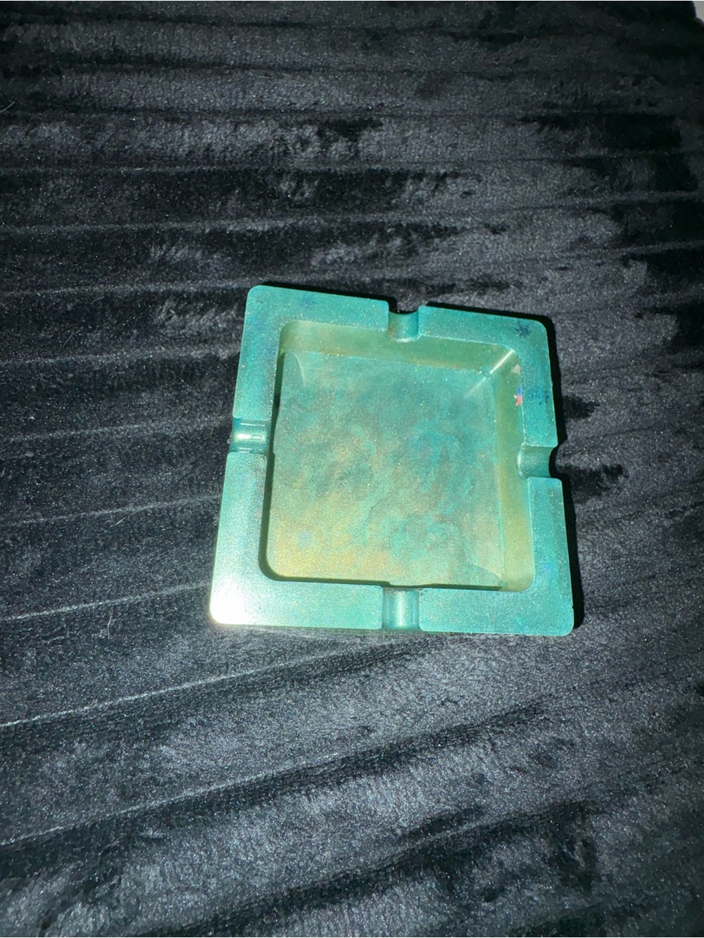 Green Resin Square Ashtray